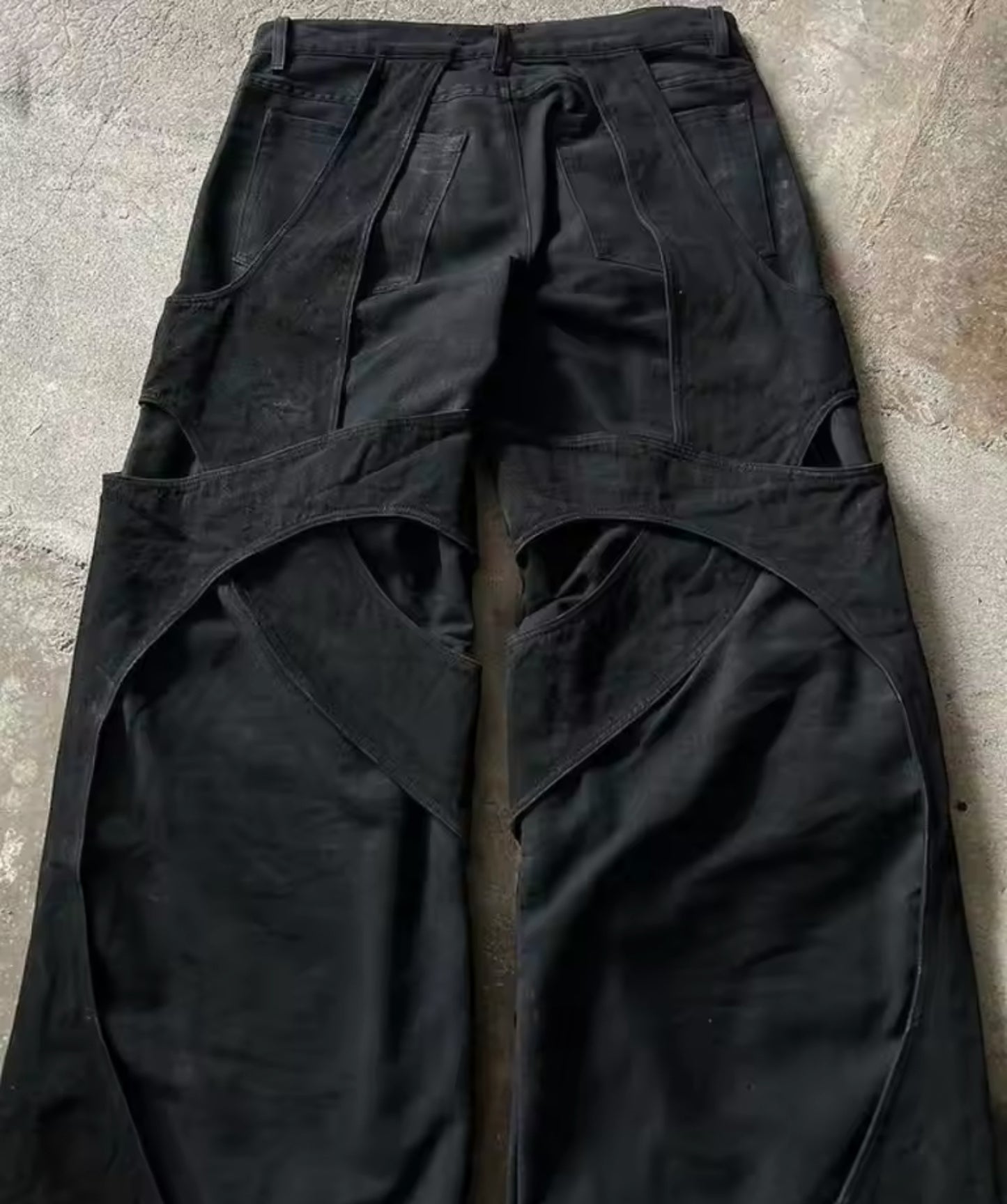 GARDE ALASKA BLACK DOUBLE LAYERED DENIM JEANS