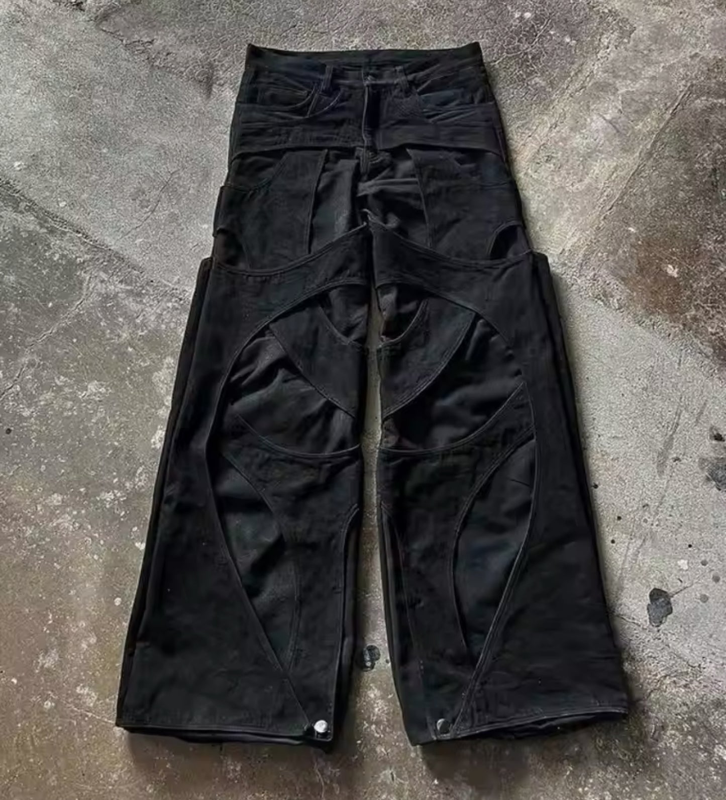 GARDE ALASKA BLACK DOUBLE LAYERED DENIM JEANS