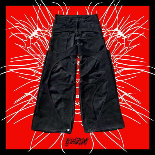 GARDE ALASKA BLACK DOUBLE LAYERED DENIM JEANS